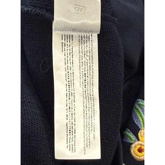 Desigual Floral Embroidered Sweatshirt Navy Blue Crew Neck Terry Lined Size M - Picture 10 of 11